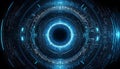 Futuristic HUD with Concentric Circles and Blue Light Effects Royalty Free Stock Photo