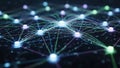 Futuristic digital network nodes glowing with interconnected data streams in global technology infrastructure Royalty Free Stock Photo