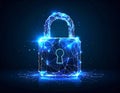 Futuristic digital network padlock representing data protection and security Royalty Free Stock Photo