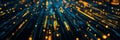 A futuristic digital network visualization with glowing data streams flowing through secure channels