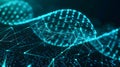 Background digital network of glowing blue nodes and lines forming a wave Royalty Free Stock Photo