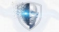 Futuristic Digital Protection: Secure AI Data and Biometric Identity Shield Royalty Free Stock Photo