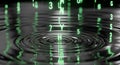 Digital Rain Effect Green Numbers Fall into Rippling Water Surface Royalty Free Stock Photo