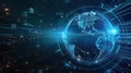 A futuristic digital rendering of a globe surrounded by digital Royalty Free Stock Photo