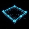 A futuristic digital representation features a geometric structure composed of Royalty Free Stock Photo