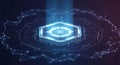 Futuristic digital representation featuring a glowing hexagonal shape Royalty Free Stock Photo