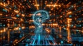 Artificial Intelligence Brain Circuit Concept with Glowing Brain and Data Stream Background Royalty Free Stock Photo