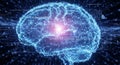 Digital Brain Illustration with Neural Network and Data Streams Royalty Free Stock Photo