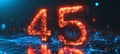 Futuristic Digital Representation of the Number Forty Five with High-Tech Background and Effects Royalty Free Stock Photo
