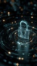 Futuristic Digital Padlock Icon Representing Cybersecurity and Data Privacy in a Technological Grid Royalty Free Stock Photo