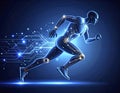 Futuristic digital runner showcasing advanced human performance and technological integration in Royalty Free Stock Photo