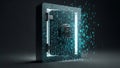 Digital safe with binary code and lock Royalty Free Stock Photo