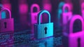 Futuristic Digital Security Padlocks Binary Code Royalty Free Stock Photo