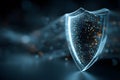 Futuristic Digital Security Shield with Particle Effect for Cyber Protection Design Generative AI Royalty Free Stock Photo