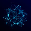 Futuristic digital shape from dots and lines. Network connection structure. Big data visualization. 3D rendering Royalty Free Stock Photo