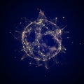 Futuristic digital shape from dots and lines. Network connection structure. Big data visualization. 3D rendering Royalty Free Stock Photo