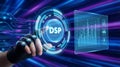 Futuristic digital signal processing technology displayed on glowing interface with innovative data visualization Royalty Free Stock Photo