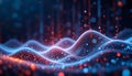 Futuristic digital sound wave visualization with dynamic data and dots background. Royalty Free Stock Photo