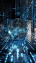 Futuristic digital sphere displaying advanced code patterns in an immersive realistic design