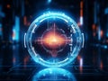 Futuristic Digital Sphere Interface on Neon Background Royalty Free Stock Photo