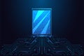 Futuristic Digital tablet screen Over Circuit Board. High Tech Interface UI Vector Illustration Royalty Free Stock Photo