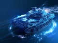Futuristic Digital Tank in Motion Royalty Free Stock Photo