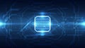 Futuristic Digital Technology Background: Glowing Core Processor and Intricate Circuit Patterns Royalty Free Stock Photo