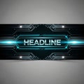 Futuristic Headline on Digital Circuit Board Background with Neon Glow, cyber monday, cyber monday shoping, black friday Royalty Free Stock Photo