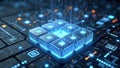 Futuristic digital technology concept with glowing blocks Royalty Free Stock Photo