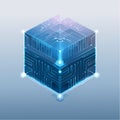 Futuristic Digital Technology Cube Illustration Royalty Free Stock Photo
