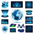 Futuristic digital technology and global network graphics collage Royalty Free Stock Photo