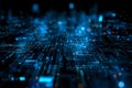 Futuristic digital technology with glowing circuits and data lines in a dark environment Royalty Free Stock Photo