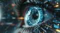 Futuristic digital technology vision with eye scan. Future human secure concept, interface computer Royalty Free Stock Photo