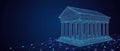 Digital Temple: A futuristic rendering of classic architecture in a network of light Royalty Free Stock Photo
