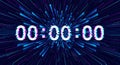 Futuristic Digital Timer Countdown with Neon Glowing Numbers on Dark Background Royalty Free Stock Photo