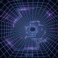 Futuristic digital tunnel with a hexagonal shape formed by a grid of inter Royalty Free Stock Photo