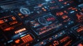 Futuristic digital user interface displaying data and analytics Royalty Free Stock Photo
