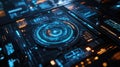 Futuristic digital user interface displaying data with glowing elements Royalty Free Stock Photo