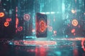 Futuristic Digital Wallet in Virtual Space with Cryptocurrency Symbols, 3D Render Concept Royalty Free Stock Photo