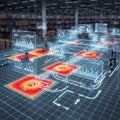 Futuristic digital warehouse management system with advanced data visualization and automation technology Royalty Free Stock Photo