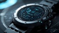 Futuristic Digital Watch with Blue Glowing Display - 3D Illustration Royalty Free Stock Photo
