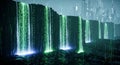 Futuristic Digital Waterfall with Binary Code and Cityscape Royalty Free Stock Photo