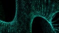 Futuristic digital wave. Dark cyberspace. Abstract music background. Big data visualisation with particle flow. 3d rendering