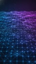 Futuristic digital wave of glowing network connections and data points in blue and purple tones Royalty Free Stock Photo