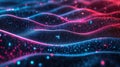 Futuristic digital wave pattern with glowing particles for technology design. Big Data Analysis Royalty Free Stock Photo
