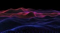 Futuristic Digital Waveform Grid. Abstract Visualization of Terrain or Big Data in Neon Blue and Pink Particle Mesh on Black Royalty Free Stock Photo