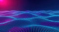 Futuristic Digital Waves with Vibrant Blue and Pink Lights Royalty Free Stock Photo
