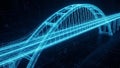 Digital Wireframe Bridge Representing Advanced Engineering and Technological Infrastructure Future Vision Royalty Free Stock Photo