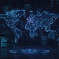 \'Futuristic Digital World Map Interface\' Royalty Free Stock Photo