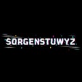 Glitch Art Text SORGENSTUWY? Distorted Pixel Letters on Black Background, cyber monday, cyber monday shoping, black frid Royalty Free Stock Photo
